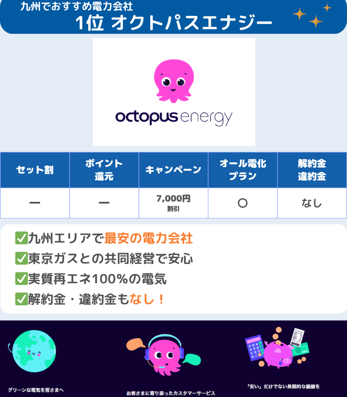 九州電力より安い - オクトパスエナジー「グリーンオクトパス」