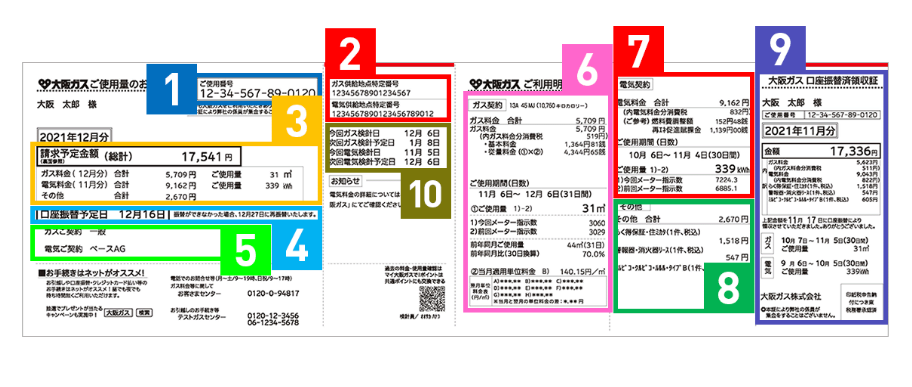 【大阪ガス】の「ご使用番号」がわからない場合の確認方法：ガスと電気の検針票