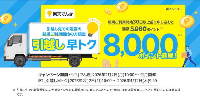 楽天でんきの引っ越し早トクキャンペーン」