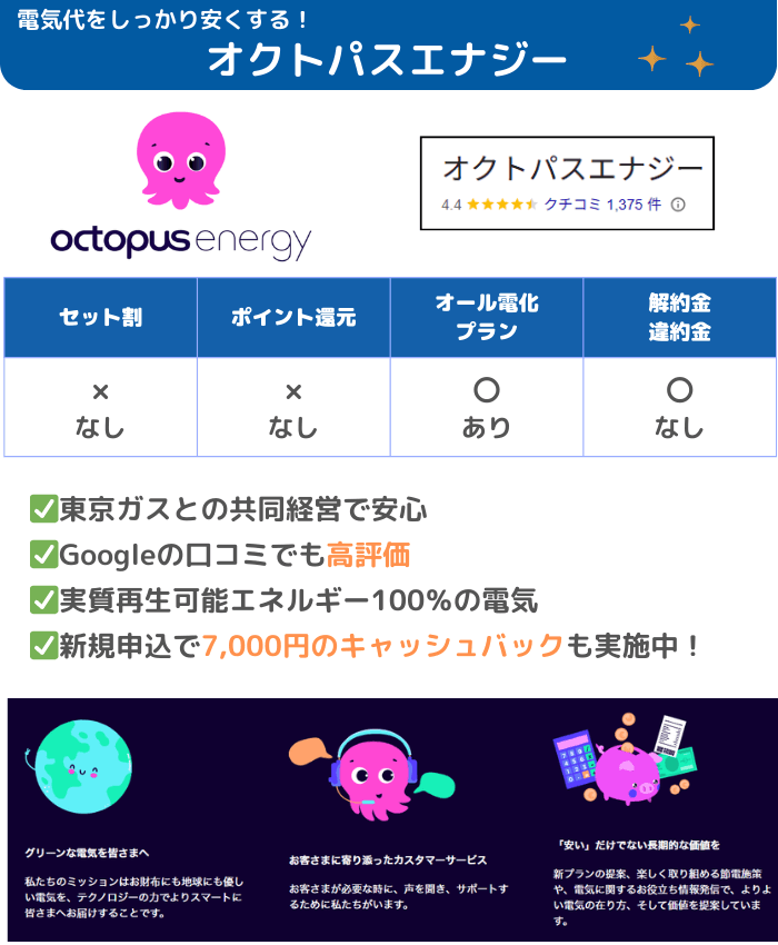 関東(東京)でおすすめの電力会社 オクトパスエナジー